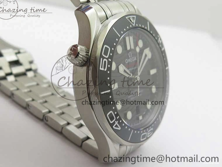 0502 EasyCare Seamaster Diver 300M ORF 1:1 Best Edition Black Ceramic Black Dial on SS Bracelet A 7870